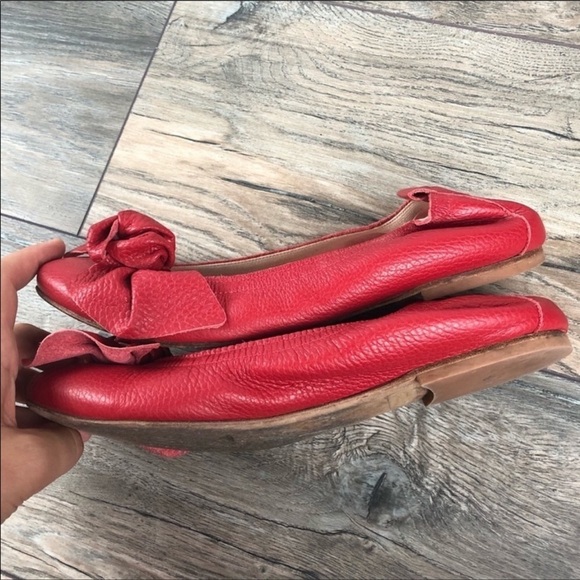 FERCA 81 Italian Leather Red Bow Flats Size 39 - Picture 3 of 7